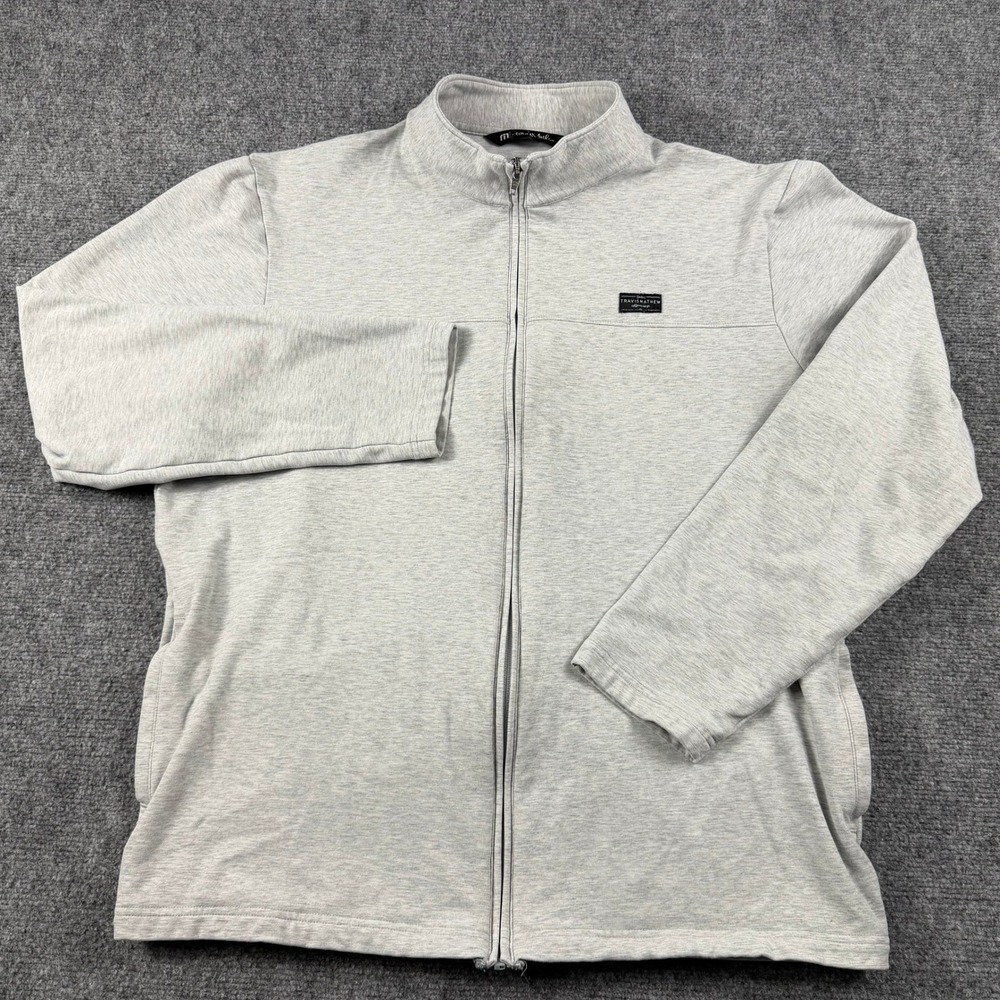TravisMathew Full Zip Jacket Mens L Gray Heather Golf Mock Neck Performance